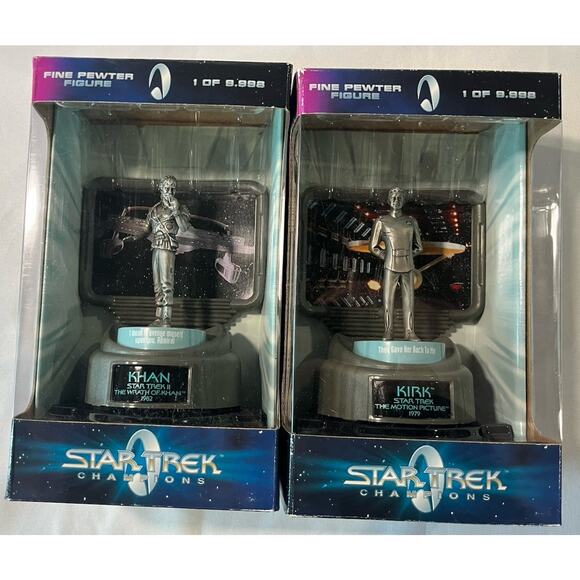 LOT(2) Star Trek Champions KHAN & KIRK Fine Pewter Figures Ltd. Ed. NIB with COA - Picture 1 of 8